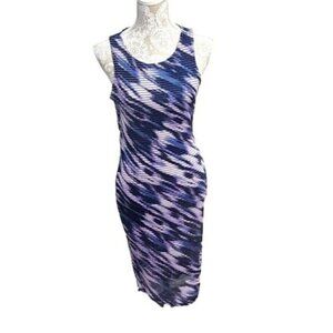 Jennifer Lopez Midi Sheath Dress Purple, Blue, and White Sleeveless Women's 4